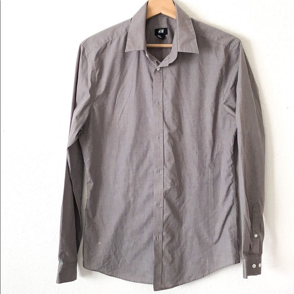 🛍H&M easy iron gray button down-M